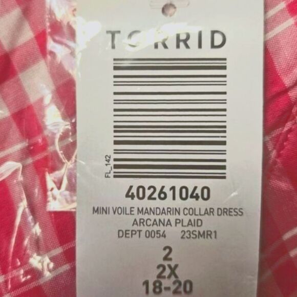 60% OFF NEW TORRID Plus Size Pink, White Plaid Mini Voile Mandarin Collar Dress - Picture 15 of 16